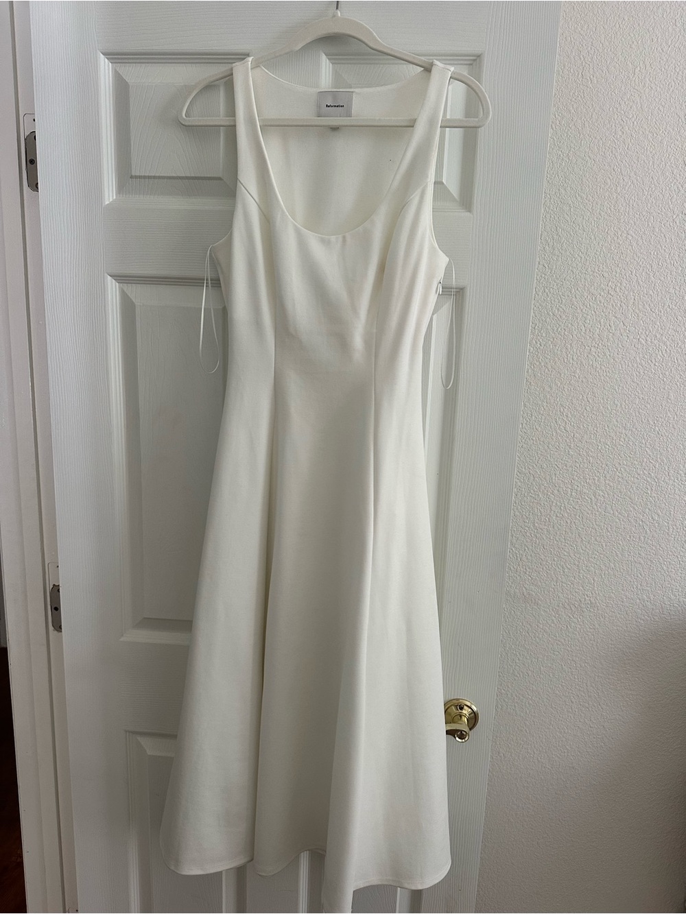 Reformation Cream Midi Scoop-Neck Dress - Picture 1 of 3